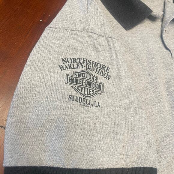 Harley Davidson Gray Polo Shirt M Slidell, LA Top Medium black trim - Picture 2 of 6